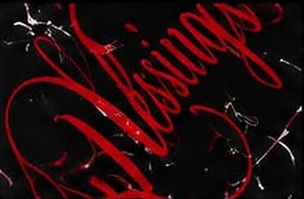 Acercamiento de Blessings: «Blessings» en caligrafía